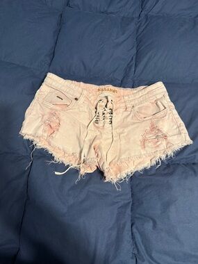 Billabong Pale Pink Lace-Up Distressed Denim Shorts